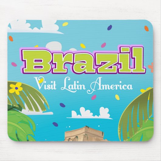 Brazil Cartoon reisposter print. Muismat (Voorkant)