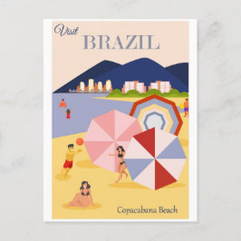 Brazil Copacabana Beach Vintage Postcard Briefkaart
