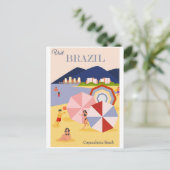 Brazil Copacabana Beach Vintage Postcard Briefkaart (Staand voorkant)