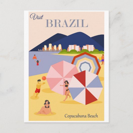 Brazil Copacabana Beach Vintage Postcard Briefkaart (Voorkant)