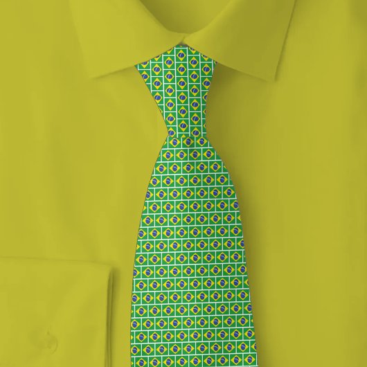 Brazil Flag Brick Pattern Stropdas