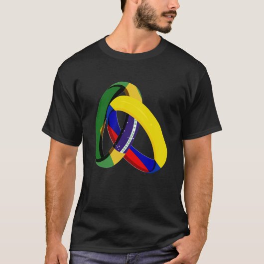Brazil Flag Colombia Grown Ring Marriage Wedding T-shirt (Voorkant)
