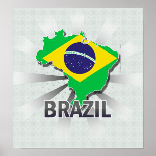 Brazil Flag Map 2.0 Poster