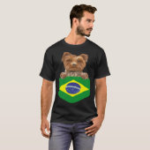 Brazil Flag Yorkshire Terrier Dog In Pocket T-shirt (Voorkant volledig)