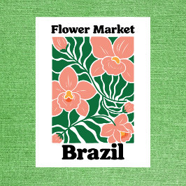 Brazil Flower Market Peach Orchid Tropical Briefkaart