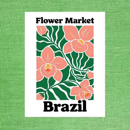 Brazil Flower Market Peach Orchid Tropical Briefkaart