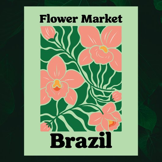 Brazil Flower Market Peach Orchid Tropical Briefkaart