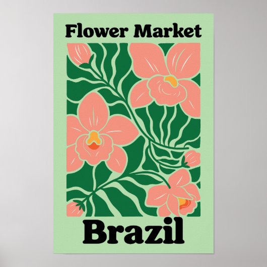 Brazil Flower Market Peach Orchid Tropical Poster (Voorkant)