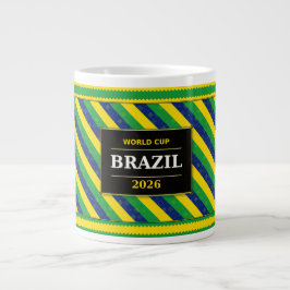 Brazil Football Fan Flag Colors Stripe Pattern Grote Koffiekop