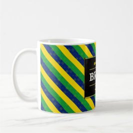 Brazil Football Fan Flag Colors Stripe Pattern Koffiemok