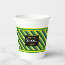 Brazil Football Fan Flag Colors Stripe Pattern Papieren Bekers