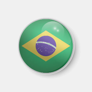Brazil Glanzende Cirkel Vlag  Magneet