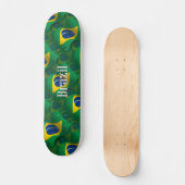 Brazil Golvende Vlag Skateboard (Voorkant)