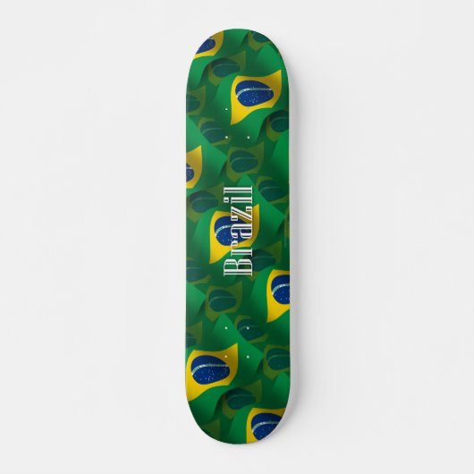 Brazil Golvende Vlag Skateboard (Voorkant)