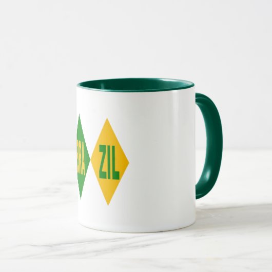 BRAZIL-groene witte mug Mok (Voorkant rechts)