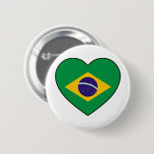 Brazil Heart Soccer Ronde Button 5,7 Cm (Voorkant /achterkant)