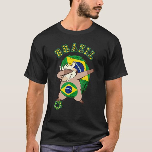 Brazil Hedgehog Braziliaanse Voetbal Bal Speler Br T-shirt (Voorkant)
