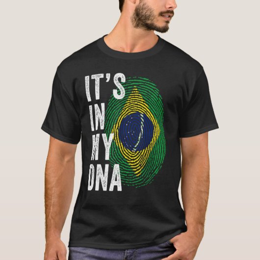 Brazil It's In My DNA Brazilian Fingerprint Brazil T-shirt (Voorkant)