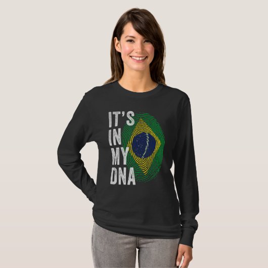 Brazil It's In My DNA Brazilian Fingerprint Brazil T-shirt (Voorkant volledig)