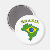 BRAZIl kaart/vlag Magneet (Voorkant / Achterkant)