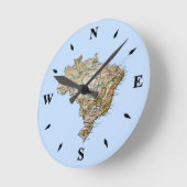 Brazil Map Clock Ronde Klok (Hoek)