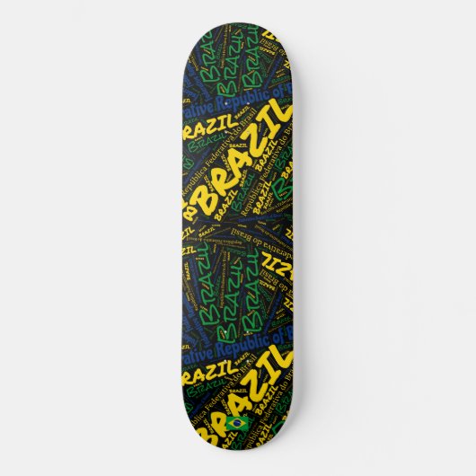 Brazil Nationaal Eergevoel Wordcloud Persoonlijk Skateboard (Voorkant)