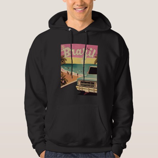 Brazil Retro Beach Vacation Graphics Brazilian Sur Hoodie (Voorkant)