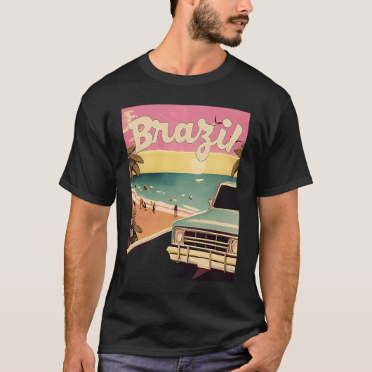 Brazil Retro Beach Vacation Graphics Brazilian Sur T-shirt (Voorkant)