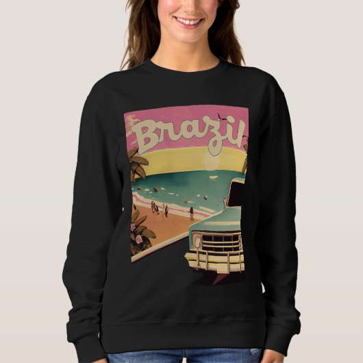 Brazil Retro Beach Vacation Graphics Brazilian Sur Trui (Voorkant)