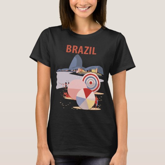 Brazil Rio Strandparasol Retro Reis T-shirt (Voorkant)