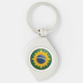 Brazil Solar Emblem - Luxury 3D National Pride Art Sleutelhanger (Voorkant)