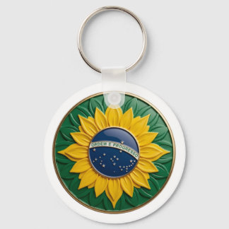 Brazil Solar Emblem - Luxury 3D National Pride Art Sleutelhanger