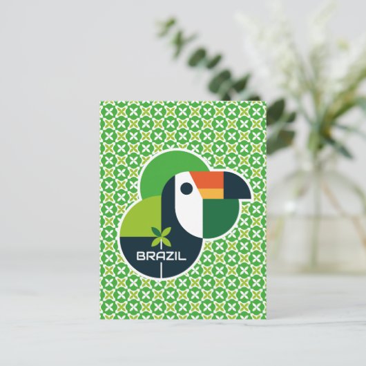 Brazil Tropical Geometric Toucan Personalized Art Briefkaart (Staand voorkant)