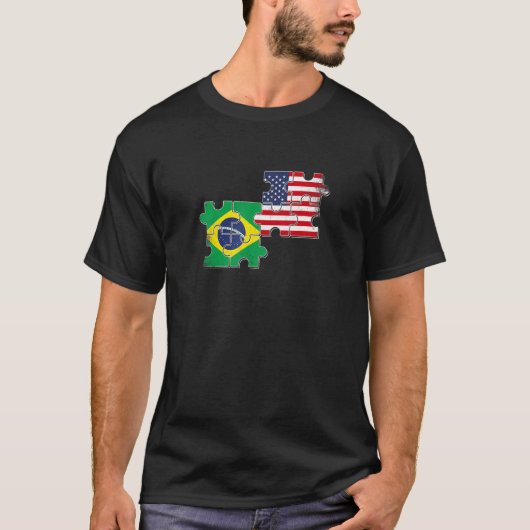 Brazil USA Brazilian American Flag T-shirt (Voorkant)