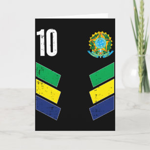 Brazil Vlag Nummer 10 Voetbal Fan T Shirt Kaart
