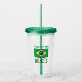 Brazil Vlag Persoonlijk  Acryl Drinkbeker