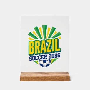 Brazil Voetbal 2026 Voetbal Vet Land Typografie  Acryl Bord