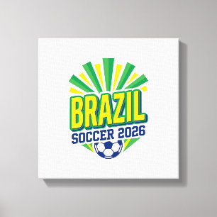 Brazil Voetbal 2026 Voetbal Vet Land Typografie  Canvas Afdruk