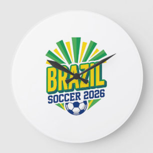 Brazil Voetbal 2026 Voetbal Vet Land Typografie  Grote Klok