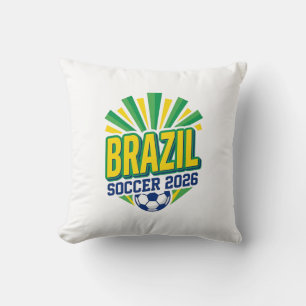 Brazil Voetbal 2026 Voetbal Vet Land Typografie Kussen