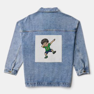 Brazil Voetbal Dab Jongen Vintage Vector T-shirt_1 Denim Jacket