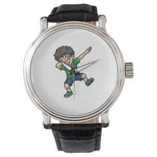 Brazil Voetbal Dab Jongen Vintage Vector T-shirt_1 Horloge