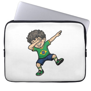 Brazil Voetbal Dab Jongen Vintage Vector T-shirt_1 Laptop Sleeve