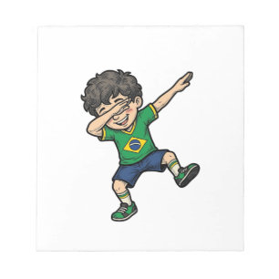 Brazil Voetbal Dab Jongen Vintage Vector T-shirt_1 Notitieblok