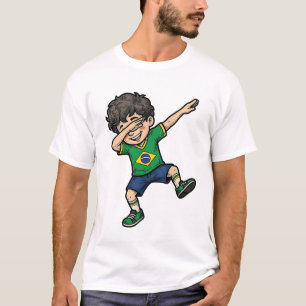 Brazil Voetbal Dab Jongen Vintage Vector T-shirt_1 T-shirt