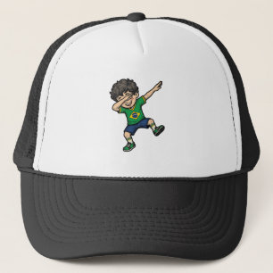 Brazil Voetbal Dab Jongen Vintage Vector T-shirt_1 Trucker Pet