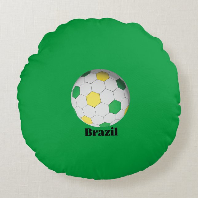 Brazil Voetbal Rond Kussen (Voorkant)