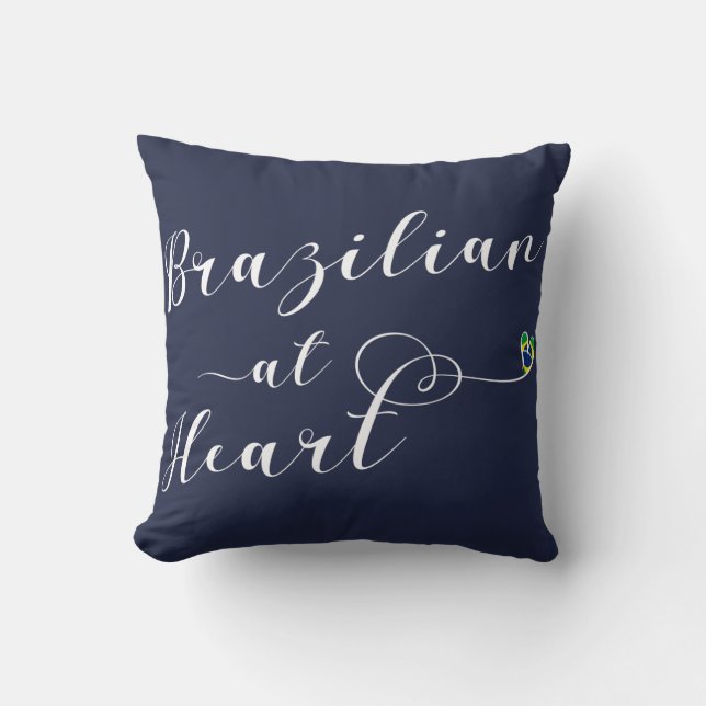 Braziliaan op Heart Throw Cushion, Brasil Kussen (Voorkant)
