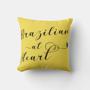 Braziliaan op Heart Throw Cushion in Brazilië Kussen