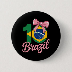 Braziliaans 10-jarig verjaardagsoutfit met roze st ronde button 5,7 cm